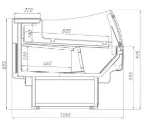 Витрина холодильная BRANDFORD AURORA Slim 375 рыба на льду SELF