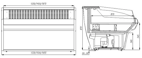 jjke8rjdf8zd9uvchfke69vcjh5cwfe8.webp Витрина холодильная CARBOMA G110 VM 1,5-2-1 (ВХСо-1,5 G110 (динамика) выносной холод)