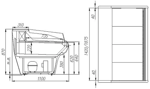 qe77ioumuc003vl2jpbfmz9dn2gh9zg6.webp Витрина холодильная CARBOMA G110 SM 1,5-2-1 (ВХСо-1,5 G110 выносной холод)