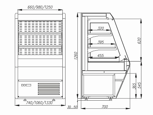 Горка холодильная CARBOMA F 13-07 VM 0,7-2 (1260/700 ВХСп-0,7)