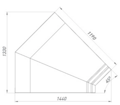 69cb1ab71ea08599656c8e55c8e3c333.webp Витрина холодильная BRANDFORD AURORA Закрытый угол 45 вентилируемая SELF