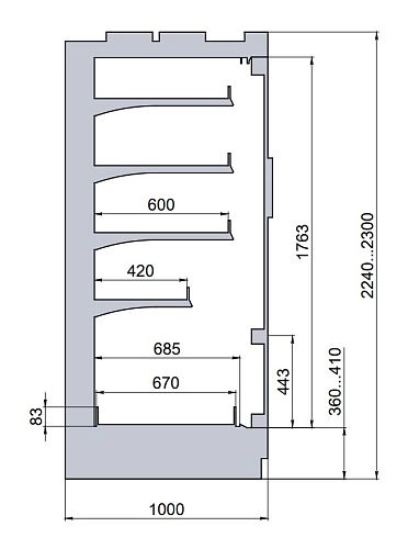 Витрина морозильная POLAIR GELO SB 2500 - 6 кл