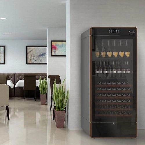 Шкаф винный ENOFRIGO DUAL VENT I.AM H2000 статический черный рамка серебристая 4 полки
