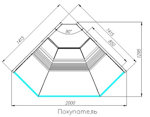 Витрина холодильная CARBOMA G120 VM-5 (внешний угол, динамика)