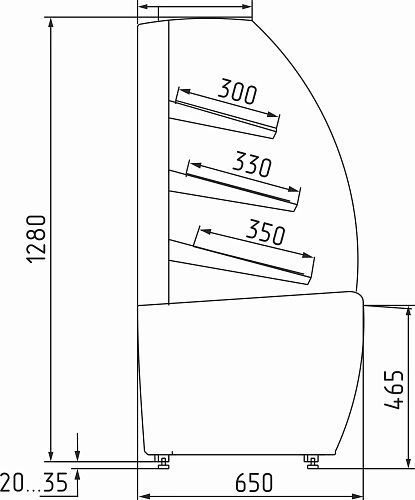 Витрина хлебная CARBOMA K70 N 1,3-1 Bread 0011-9005 (со стеклом) LIGHT